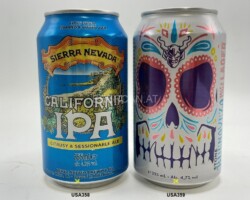 USA358-359 Sierra Nevada Carlifornia IPA Citrusy &amp;amp; Sessionable Ale, Stone Skull Lager, American craft beer cans, craft beer USA, American craft beer can colletiion