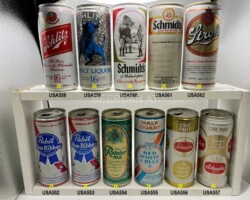 USA552-562 Pabst Blue Ribbon 16oz, Rainier Ale 16oz, Red White &amp;amp; Blue Half Quart, Schafer One Pint, Schlitz 16 Fluid OZ., Schlitz Malt Liquor 16 Fluid OZ, Schmidt´s of philadelphia Collectors Serie Cornwalls Surrenders,  American Beer Cans 16 Fl oz, USA beer cans, BCCA, Beer Can Collector USa, US Beer Cans, beer can collection