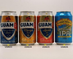 USA633-636 Guam 1 Premium Quality Beer, Guam 1 Mango Beer, Guam 1 Apple Ale, Sierra Nevada Carlifornia IPA, American Beer Can Collection, BCCA, Beer Can Collector USA, Beer Can Museum Munderfing, Austria